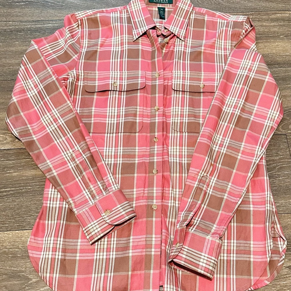 Ralph Lauren Plaid Shirt in Pink and Brown